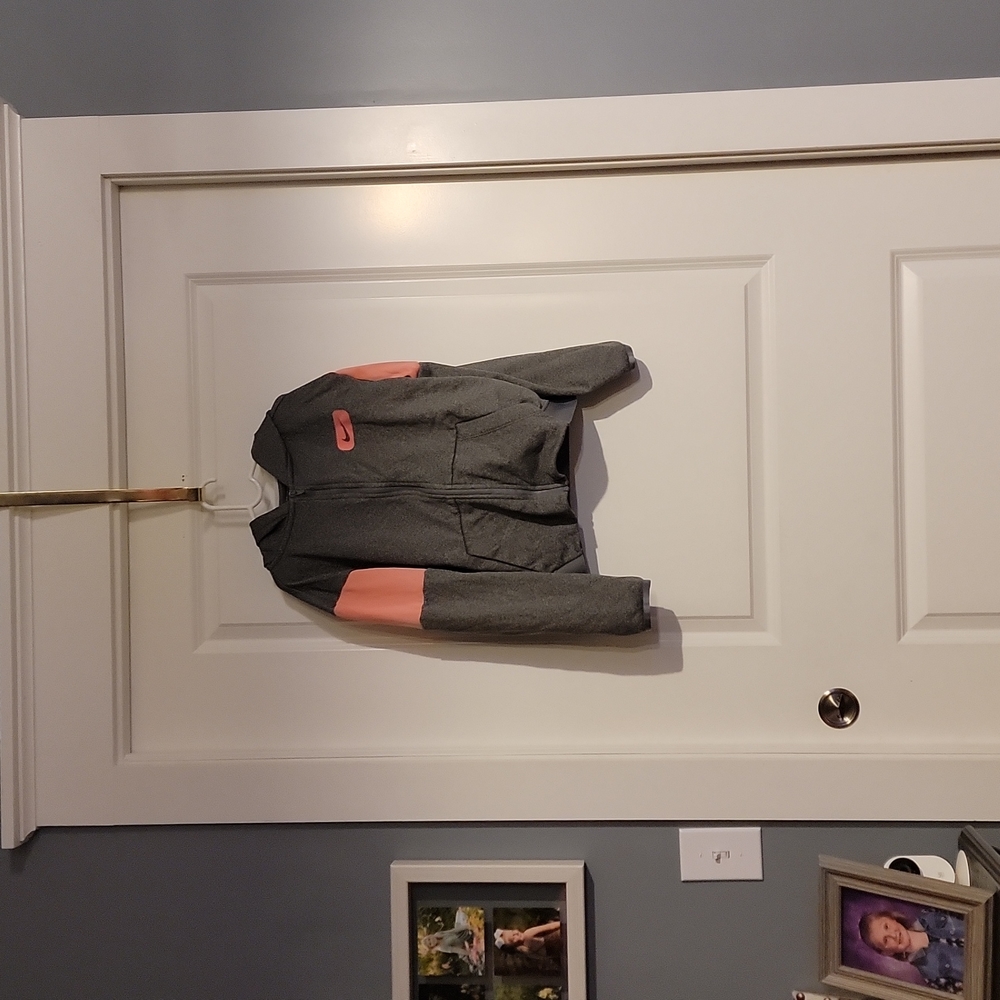 Nike gray hoodie with pink size large